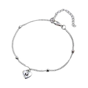 Imagem de Pingente De Coração Prateado Com Letra Inicial A-Z Para Mulheres, Joia