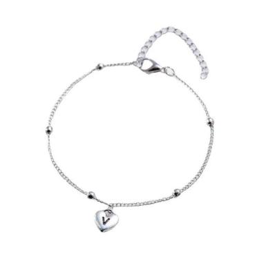 Imagem de Pingente De Coração Prateado Com Letra Inicial A-Z Para Mulheres, Joia