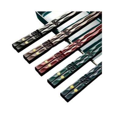 Imagem de Conjunto De 5 Hashis Chineses Reutilizáveis Em Forma De Bambu, Antider