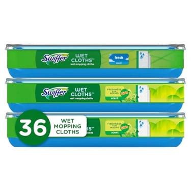 Imagem de Swiffer Sweep + Mop, refil de almofadas úmidas, limpador de chão para sujeira, poeira, cabelo, panos de limpeza para esfregar casa, banheiro, cozinha, lenços multisuperfícies para todos os fins, Fresh