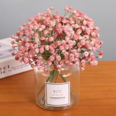 Imagem de 3 peças de flores artificiais coloridas de Gypsophila simulação céu completo estrela ramo de flores faça você mesmo arranjo floral decoração de casa (rosa - 3 peças)