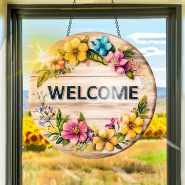 Imagem de Acrílico colorido, apanhadores de sol de primavera, decoração de janela suspensa, arte de parede de arco-íris, para quarto, interior, exterior, jardim, dia dos namorados, enfeites de Páscoa, 19 x 19