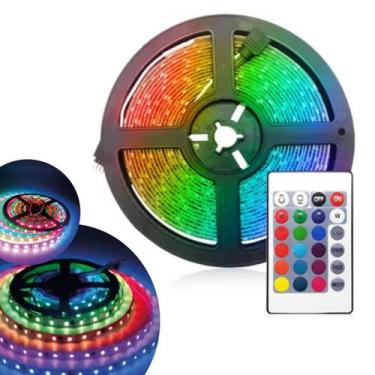 Imagem de Fita Led RGB Dupla Face 5M USB Decoração Festa Luz Colorida Ambiente -