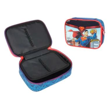 Imagem de Estojo para Meninos Box Escolar para Lapís Super Man Divisória Interna - Super Man - Luxcel