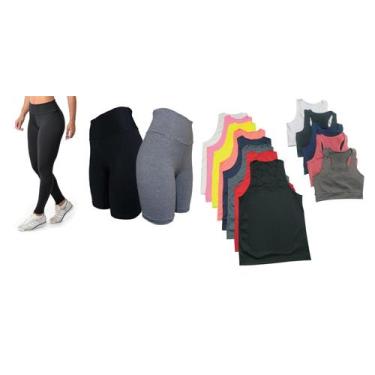 Imagem de Kit 3 Legging + 2 Regatas Nadador + 3 Tops + 2 Shorts Longos - Jinking