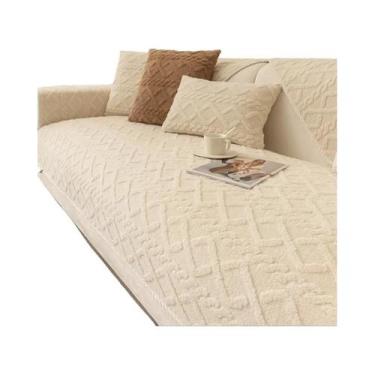 Imagem de Capas De Sofá De Cor Sólida Em Plush, Protetor De Sofá Em Jacquard De 