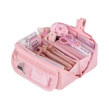 Imagem de Estojo De Lápis Grande Com Zíper, Bolsa De Material Escolar Portátil P