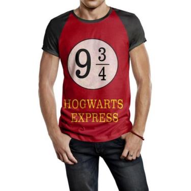Imagem de Camiseta Raglan Masculina Estação 9 3/4 Harry Potter Ref:403, Preto, G