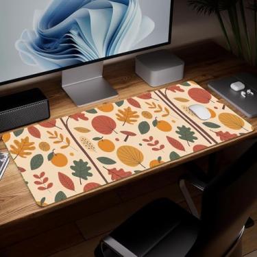 Imagem de Tapete de mesa de folha de couro, mouse pad de arte colorida grande teclado de computador mousepad para jogos à prova d'água protetor e capa de mesa, tapete de mouse decorativo de couro PU para laptop