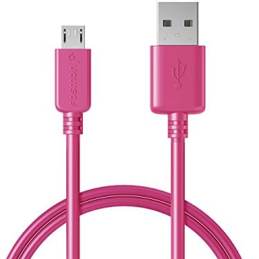 Imagem de Fosmon (pacote com 4 – 90 cm) Vivid Series USB para controlador micro USB, carregamento e sincronização de carregamento de dados cabo de 90 cm para Sony PlayStation 4/PS4 e Microsoft Xbox One – Rosa choque