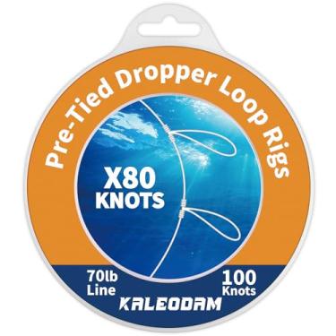 Imagem de Equipamento de pesca de 32 kg, 80 nós, pré-amarrado, conta-gotas, espaçamento de 45,7 cm, tamanho de laço de 14 cm, ideal para pesca em água salgada e de água doce