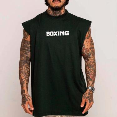 Imagem de Camiseta Regata Longa Oversized Algodão Boxing Logo Minimalista Arte-Unissex