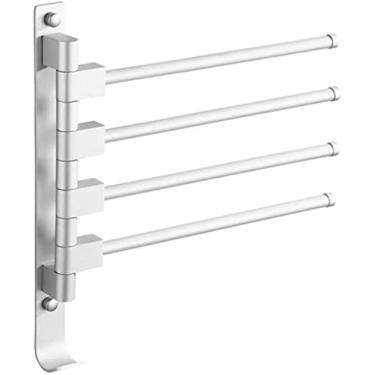 Imagem de Toalheiro Toalheiro com 4 barras de torre rotativa espaço alumínio toalheiro de banheiro à prova d'água proteção contra ferrugem prateleira de cozinha armazenamento de banheiro toalheiro