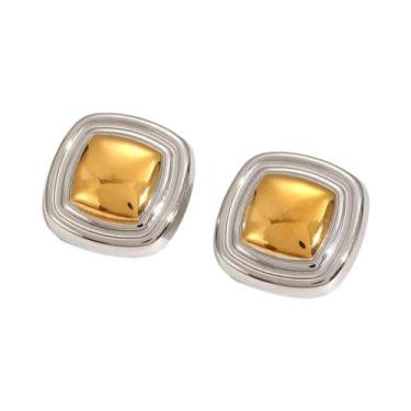Imagem de Conjunto De Brincos Geométricos Em Ouro, Prata E Aço Titânio Para Mulh