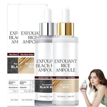 Imagem de Esfoliante de arroz preto e branco, 2025 New Peel Shot Glow Rice Ampoule Duo, cria pele radiante, esfolia suavemente e encolhe os poros e hidrata profundamente, adequado para todos os tipos de pele