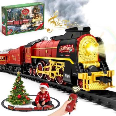 Imagem de Conjunto de Trem de Natal Elétrico FuBegi com Controle Remoto para Cri