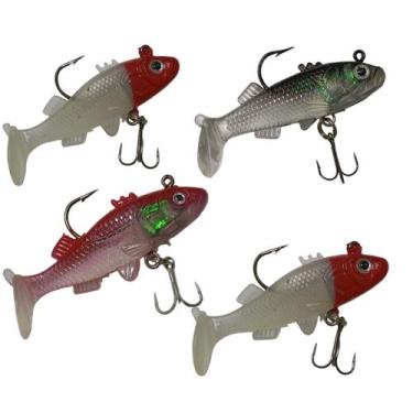 Imagem de Isca Artificial Pesca 4 Peixes Pescaria Soft Shad Robalo Tainha Mar Aç