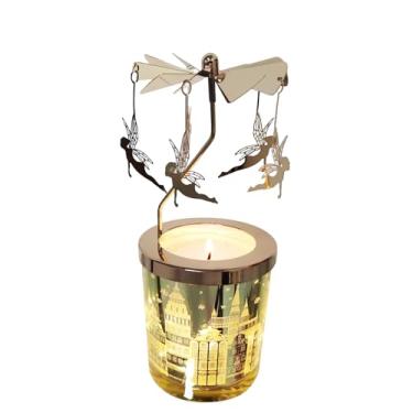 Imagem de Velas perfumadas de lavanda com carrossel, suporte de vela rotativo, presentes para mãe, esposa, aniversário, dia dos namorados, presente de aniversário exclusivo para irmã e namorada (Fada Dourada)