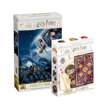 Imagem de Kit Harry Potter Quebra Cabeças 200 Peças e Baralho Copag Ilustrado Co