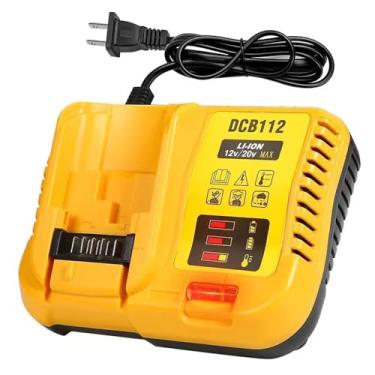 Imagem de Carregador de substituição DCB112 para Dewalt, compatível com baterias Dewalt 12V/20V MAX (DCB200/DCB203/DCB125/DCB107), carregador amarelo 100-260V (1 porta)