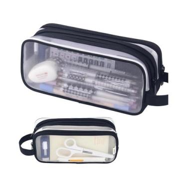 Imagem de Estojo De Lápis Grande De Camada Dupla Em Malha Transparente, Bolsa Co
