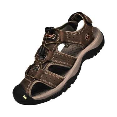 Imagem de Sandálias De Couro Masculinas Feitas À Mão, Respiráveis, Com Sola Gros