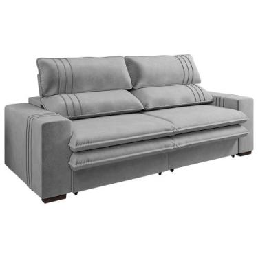 Imagem de Sofá Retrátil Reclinável 3 lugares 230 cm Jamaica Veludo Cinza K01 - D