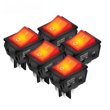 Imagem de Interruptor Gangorra KCD2 De 30A 250V Para Uso Pesado, 5 Peças DPST 4 