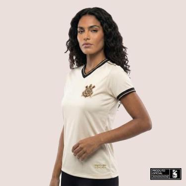 Imagem de Camiseta Corinthians Feminina Dry, Off white, G