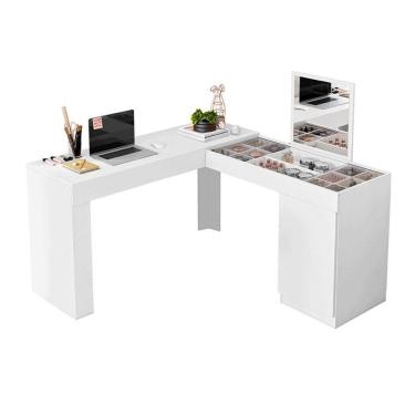 Imagem de Escrivaninha Canto Penteadeira Star Com Vidros De Correr Branco Fosco Branco Fosco