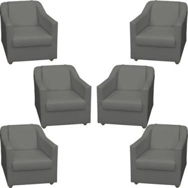 Imagem de Kit 6 Poltronas Decorativa Para Sala Recepção Manicure Barbearia Escri