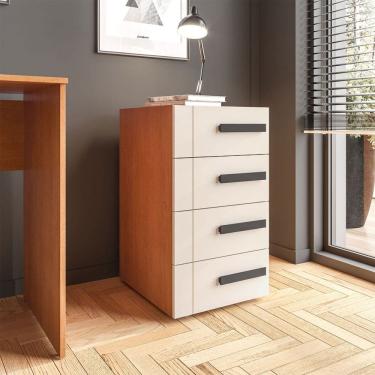 Imagem de Gaveteiro Lisboa 4 Gavetas Creme/Freijó - Politorno