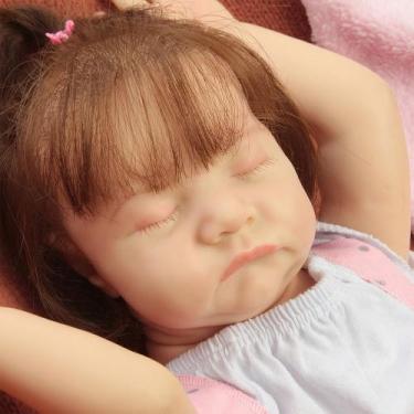 Imagem de Boneca Reborn Lívia Cabelo Fio a Fio Fofa Pode Dar Banho - Cegonha Reb