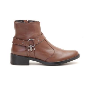 Imagem de Bota Leruchel Cano Baixo Detalhe Metal Couro Chocolate-Feminino