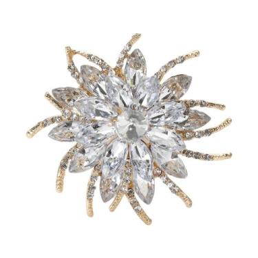 Imagem de Broches Grandes De Flor Com Strass Para Mulheres E Unissex, Alfinetes 