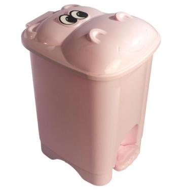 Imagem de Lixeira Hipopotamo Com Pedal Infantil 7 Litros Rosa Unidade - Giotto