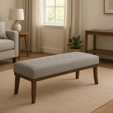 Imagem de Puff 100cm Pés Imbuia Linho Theo Cinza