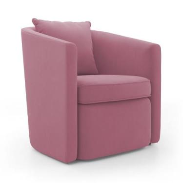 Imagem de Poltrona Decorativa Sala de Estar Aimê Suede Rosa - Abmaza
