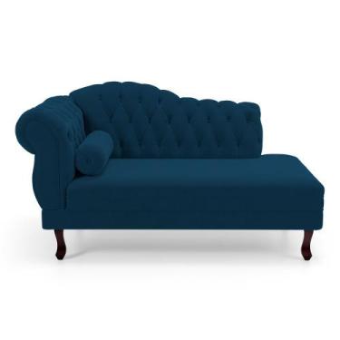 Imagem de Divã Recamier Chaise Longue Lavínia 150cm Capitonê Pés de Madeira Velu