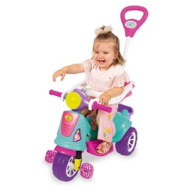 Imagem de Triciclo Infantil De Passeio E Pedal Andador Avespa Pink - Maral