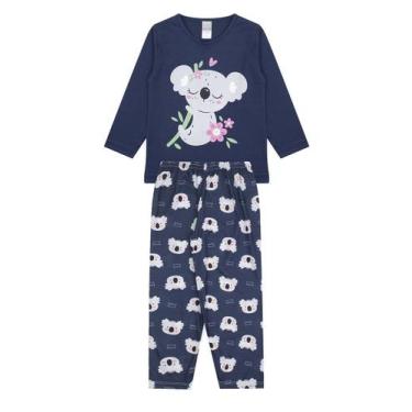 Imagem de Pijama Infantil Feminino Inverno Coala - Hey Kids Azul  - HeyKids, Azu