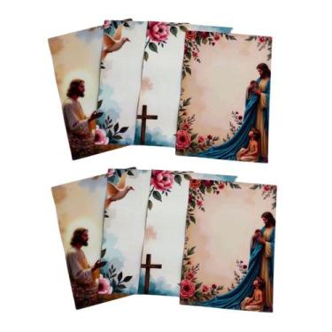Imagem de Kit Colagens Adesivos A5 8 Papeis Decorados Jesus Scrapbook Biblia Jou