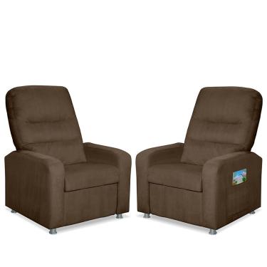 Imagem de Kit 2 Poltronas Do Papai Reclinável Suede Marrom Sonho Das Poltronas
