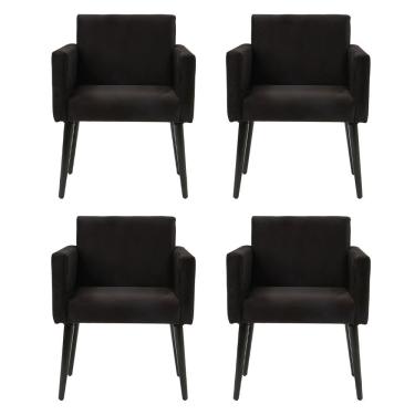 Imagem de Kit 4 Poltronas Luca Para Recepção Tecido Suede Preto Rud House