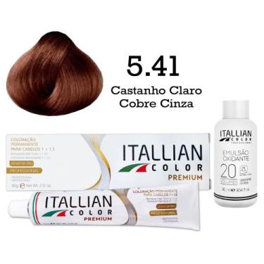 Imagem de Coloração 5.41 Castanho Claro Cobre Cinza + Oxi 20 Vol  Itallian Color