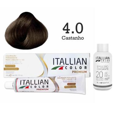 Imagem de Coloração 4.0 Castanho + Oxi 20 Vol  Itallian Color - Itallian Hairtec