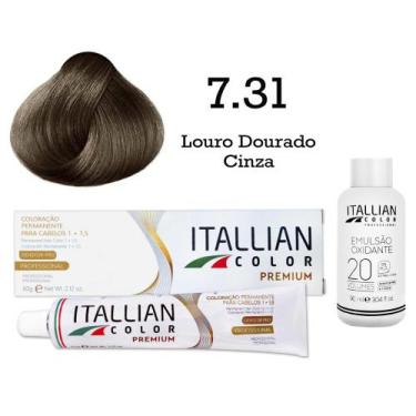Imagem de Coloração 7.31 Louro Dourado Cinza + Oxi 20 Vol  Itallian Color - Ital
