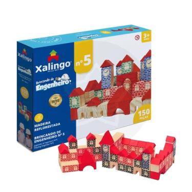 Imagem de Jogo Educativo Brincando De Engenheiro Bloco De Montar Madeira 150 Peç