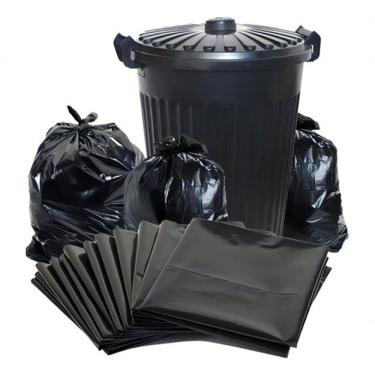Imagem de Saco para Lixo 30 Litros com 100 Unidades para Descarte Doméstico e Comercial Preto Hig...