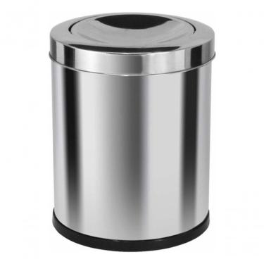 Imagem de Lixeira com Tampa Meia Esfera 13,5L Aço Inox Abertura Basculante Fundo em Plástico ABS Inox